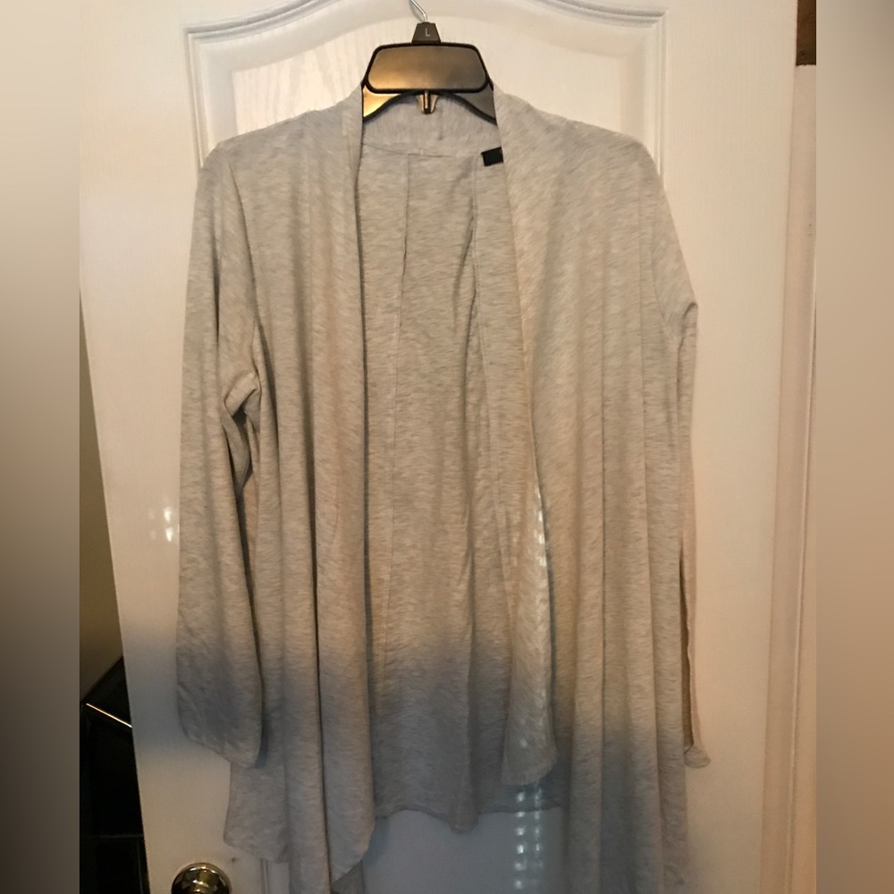 Women's Grey Cardigan Top/Lace-up Back by Cyrus Size 1X